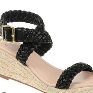 Black Woven Strap Espadrille Sandals Size 8 New!